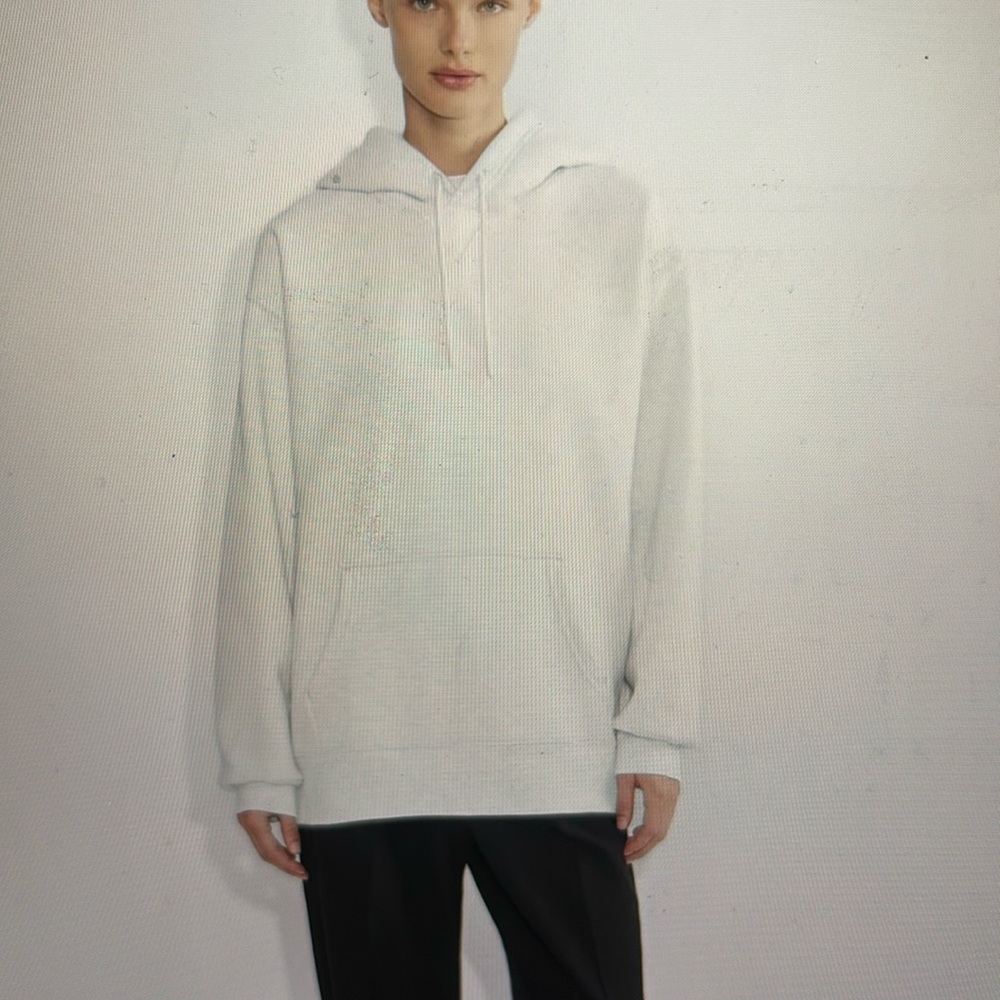 Aritiza TNA cozy fleece boyfriend hoodie heather cloud white XS